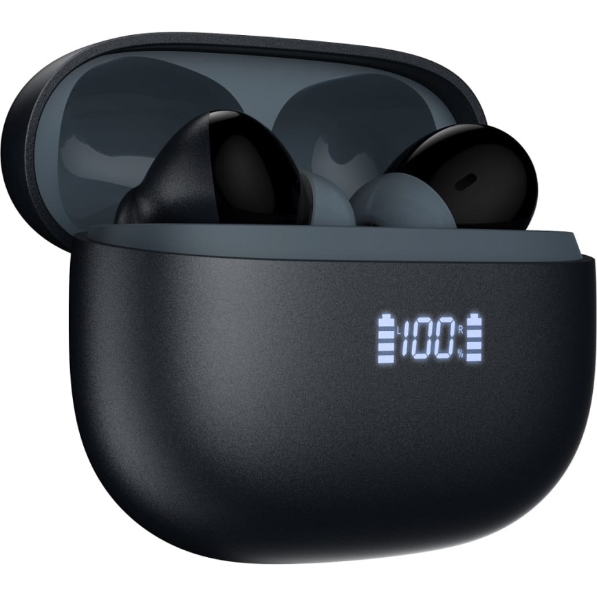 Auriculares sem fios com ANC+ENC 300 mAh + 2x 40 mAh pretos