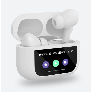 Auriculares sem fios com ecrã LCD 300 mAh + 2x 30 mAh branco