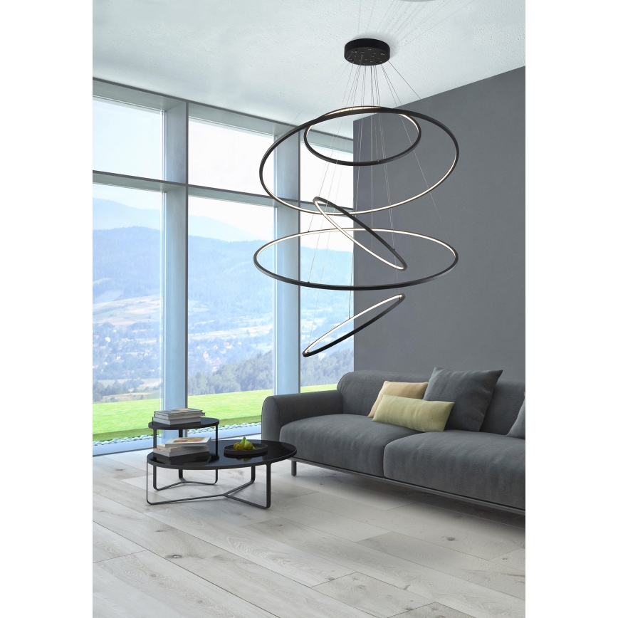 Azzardo AZ3137 - Candelabro suspenso LED com regulação WHEEL LED/190W/230V preto