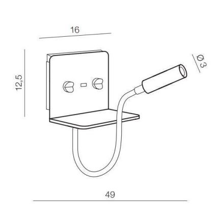 Azzardo AZ4417 - Candeeiro LED pequeno e flexível com prateleira VERA 1xLED/5W/230V + 1xLED/6W branco