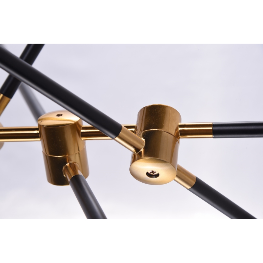 Azzardo AZ4700 - Candelabro suspenso SOLEN 6xG9/30W/230V preto/dourado