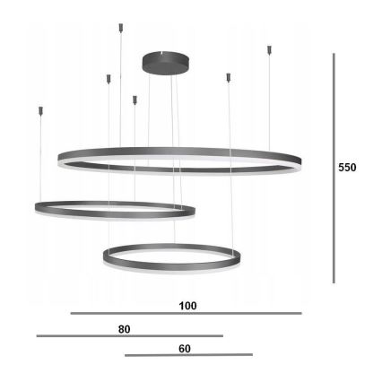 Azzardo AZ4707 - Lustre LED suspenso por cabo HALO LED/130W/230V preto