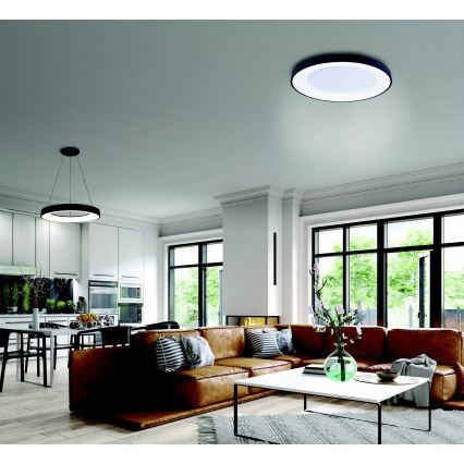 Azzardo AZ4991 - Luminária de teto LED dimmerizável SANTANA LED/50W/230V preta + comando à distância