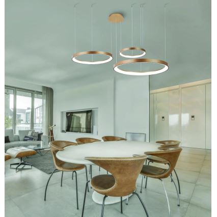 Azzardo AZ5023 - Candeeiro suspenso LED com regulação AGNES LED/60W/230V diâmetro 78 cm dourada