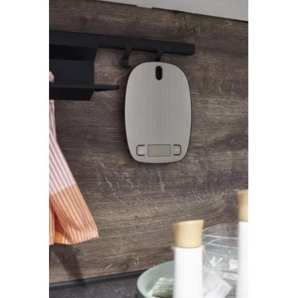 Balança digital de cozinha 2xAAA prateada