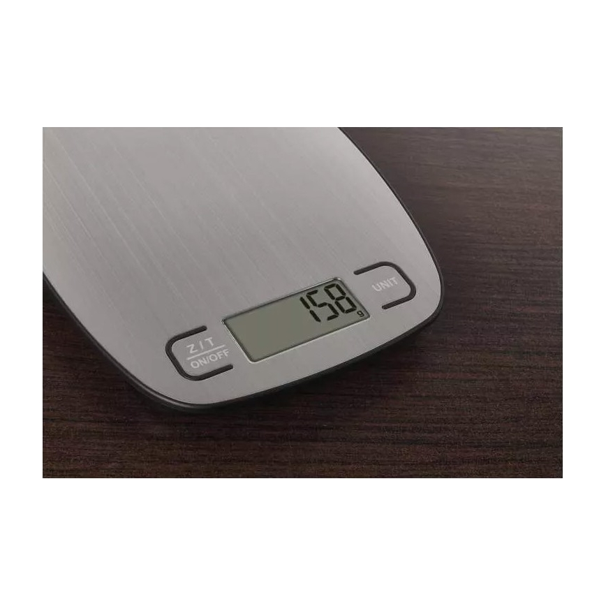 Balança digital de cozinha 2xAAA prateada