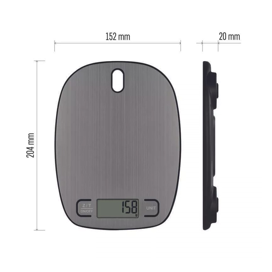 Balança digital de cozinha 2xAAA prateada