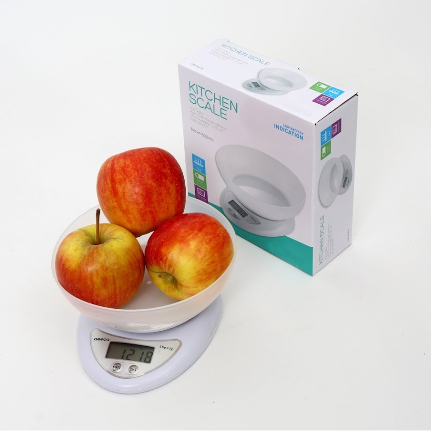 Balança digital de cozinha com taça 1xCR2032 branco