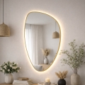 Baltica Design - Espelho de parede LED para casa de banho com iluminação STONE FLUID LED/15W/230V 2700K 92x55 cm IP65 dourado