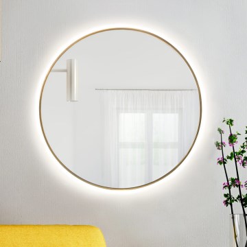 Baltica Design - Espelho de parede para casa de banho com iluminação BRIGHT LED/15W/230V 4500K Ø 80 cm IP65 dourado