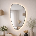 Baltica Design - Espelho de parede para casa de banho com iluminação integrada STONE FLUID LED/15W/230V 2700K 92x55 cm IP65 preto