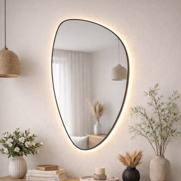 Baltica Design - Espelho de parede para casa de banho com iluminação integrada STONE FLUID LED/15W/230V 2700K 92x55 cm IP65 preto
