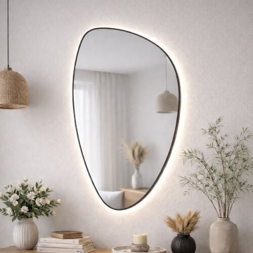 Baltica Design - Espelho de parede para casa de banho LED com iluminação STONE FLUID LED/15W/230V 4500K 92x55 cm IP65 preto