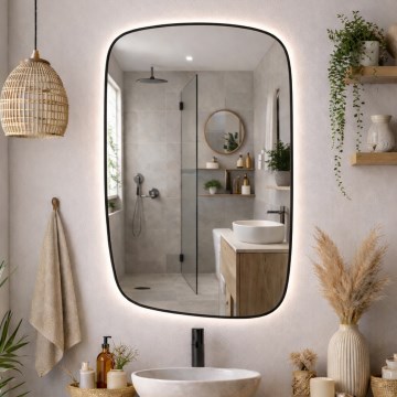 Baltica Design - Espelho de parede retroiluminado para casa de banho STONE CALM LED/15W/230V 4500K 90x60 cm IP65 preto