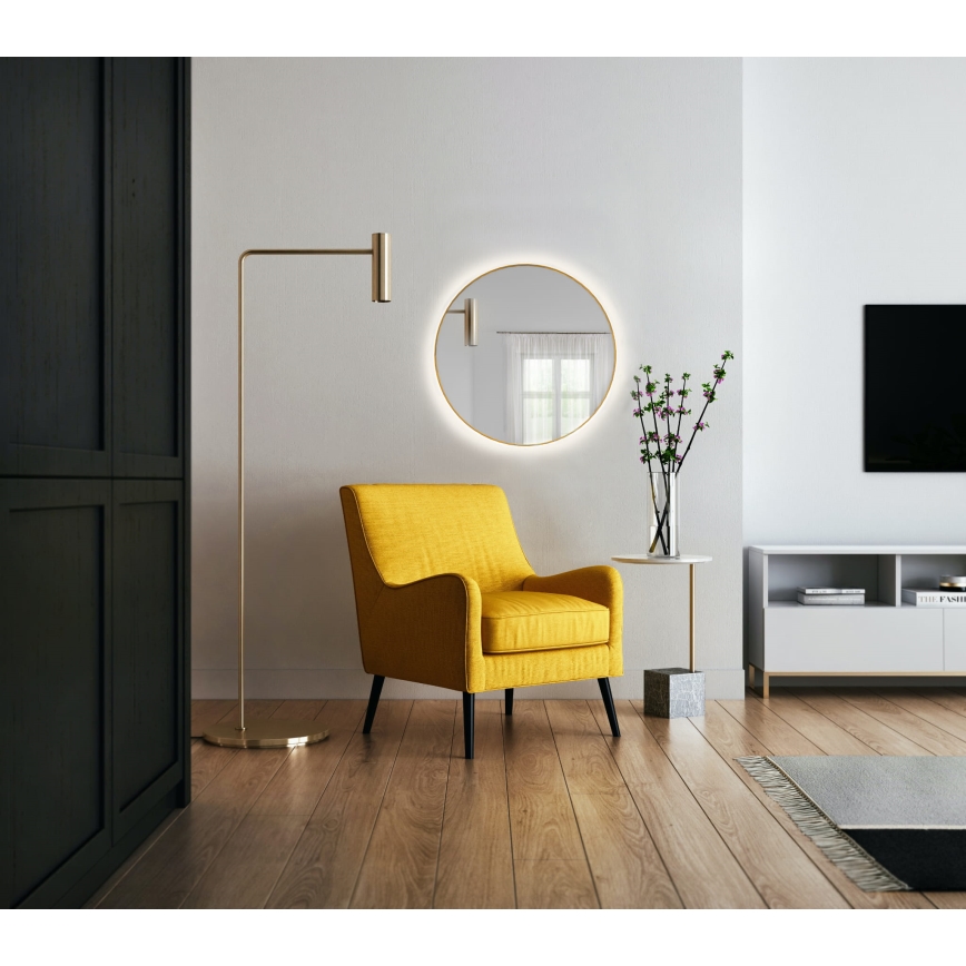 Baltica Design - Espelho de parede para casa de banho com iluminação LED BRIGHT/15W/230V 4500K Ø 60 cm IP65 dourado