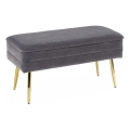 Banco acolchoado com espaço de armazenamento VELVA 37x78 cm cinzento/dourado