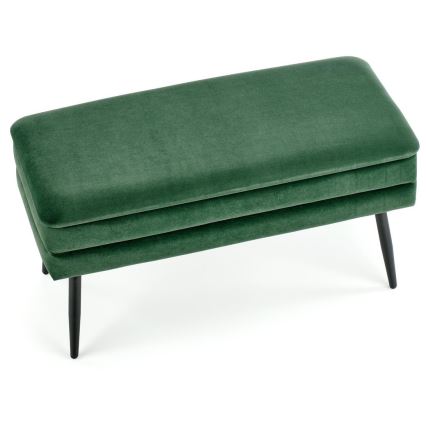 Banco acolchoado com espaço de armazenamento VELVA 37x78 cm verde/preto