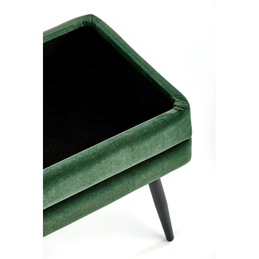 Banco acolchoado com espaço de armazenamento VELVA 37x78 cm verde/preto