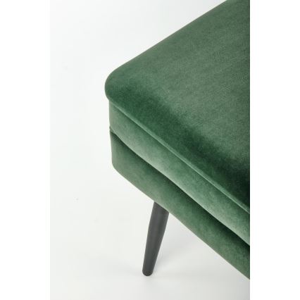 Banco acolchoado com espaço de armazenamento VELVA 37x78 cm verde/preto