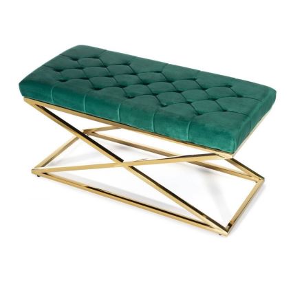 Banco acolchoado SALIBA 50x97 cm dourado/verde