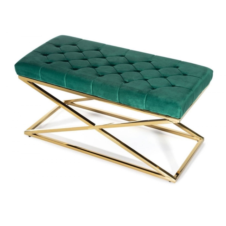 Banco acolchoado SALIBA 50x97 cm dourado/verde