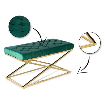 Banco acolchoado SALIBA 50x97 cm dourado/verde