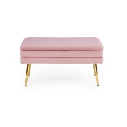 Banco com espaço de armazenamento VELVA 37x78 cm rosa/dourado