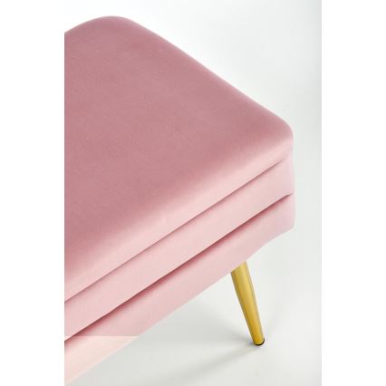 Banco com espaço de armazenamento VELVA 37x78 cm rosa/dourado