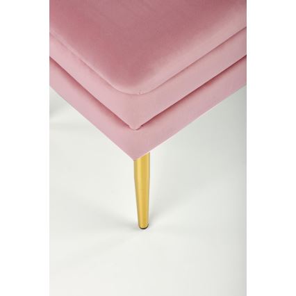 Banco com espaço de armazenamento VELVA 37x78 cm rosa/dourado