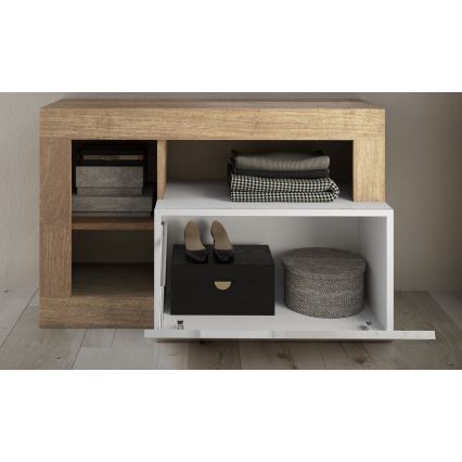 Banco LENOR 91x209 cm branco/castanho