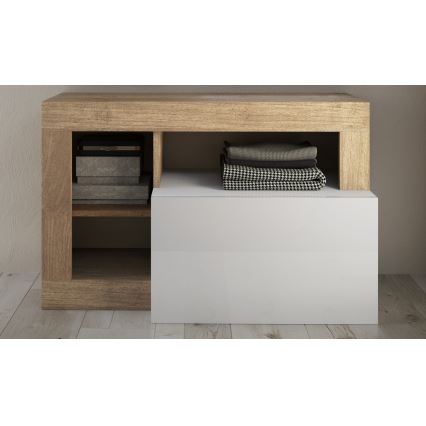 Banco LENOR 91x209 cm branco/castanho