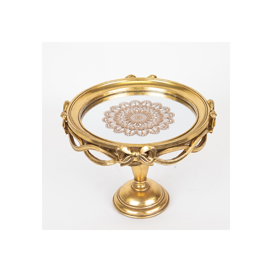 Bandeja decorativa diâmetro 25,5 cm dourado