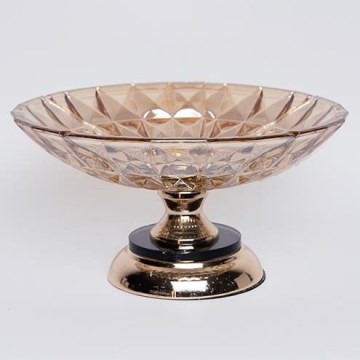 Bandeja decorativa diâmetro 29,5 cm castanho/fumado