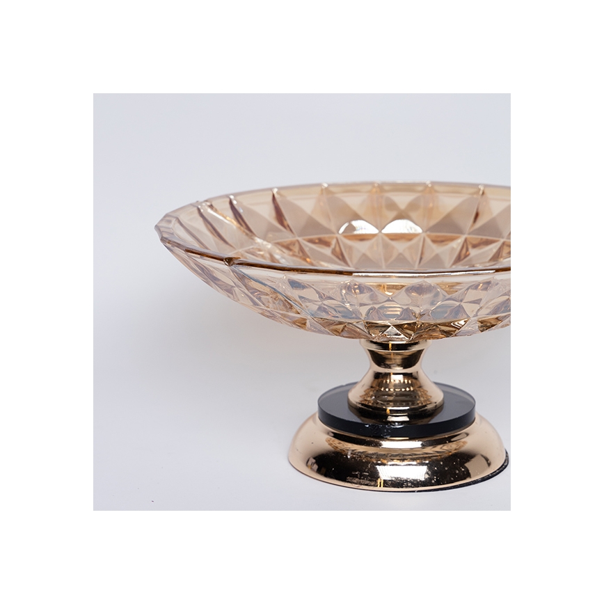 Bandeja decorativa diâmetro 29,5 cm castanho/fumado