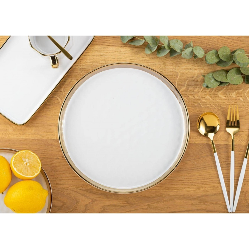 Bandeja decorativa LIJA 26 cm creme/dourado