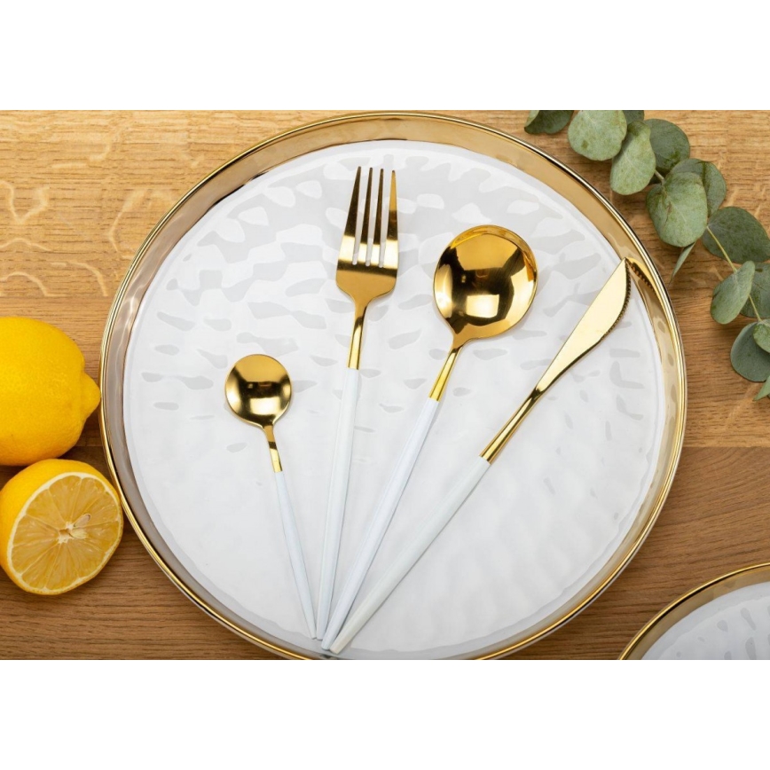 Bandeja decorativa LIJA 26 cm creme/dourado