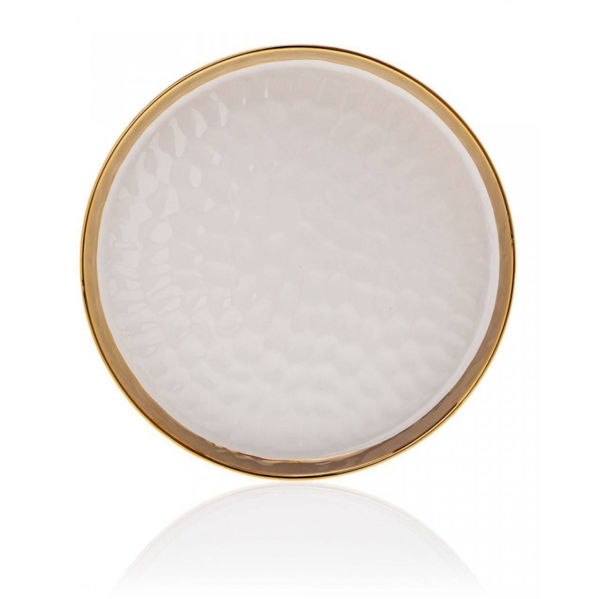 Bandeja decorativa LIJA 26 cm creme/dourado