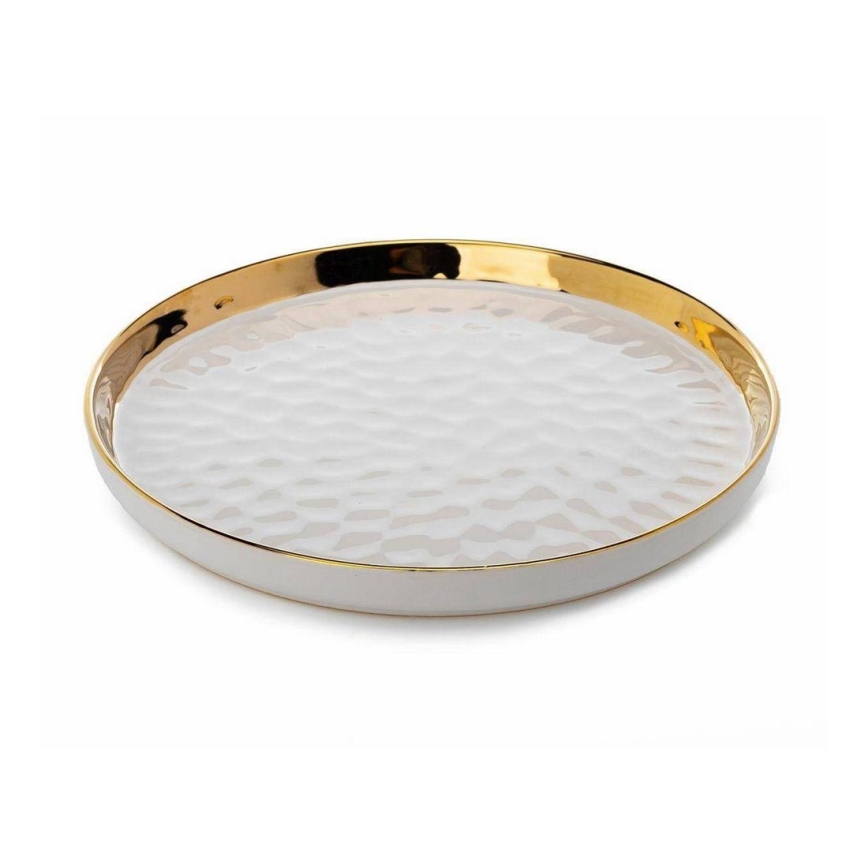Bandeja decorativa LIJA 26 cm creme/dourado