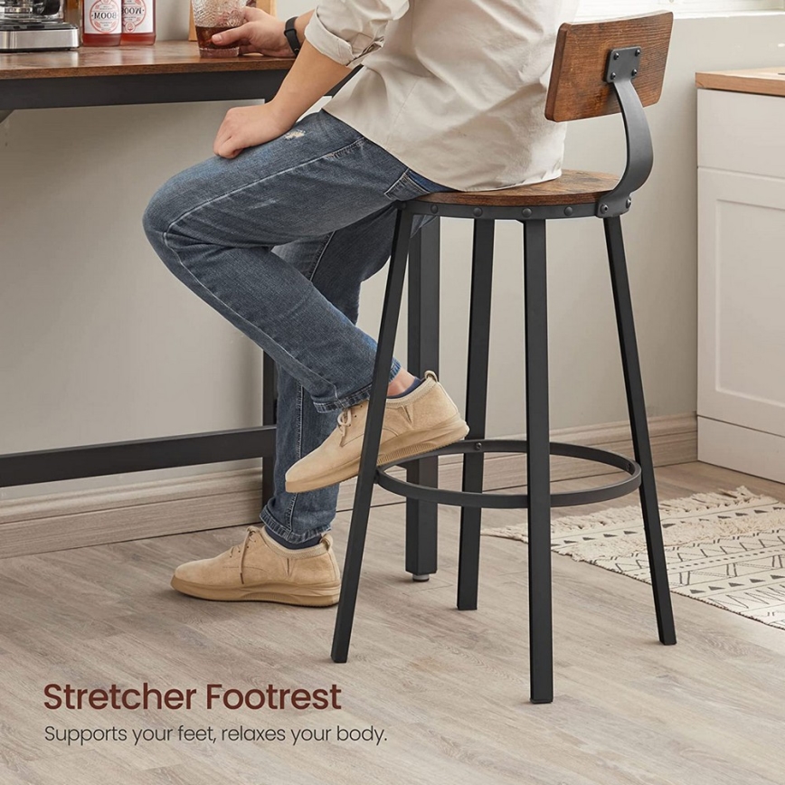 Banqueta de bar AVEN castanha/preta