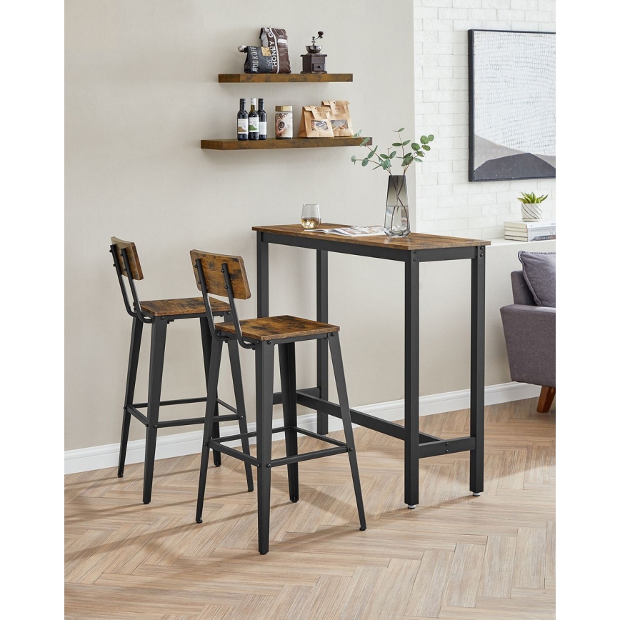 Banqueta de bar AVEN castanho/preto