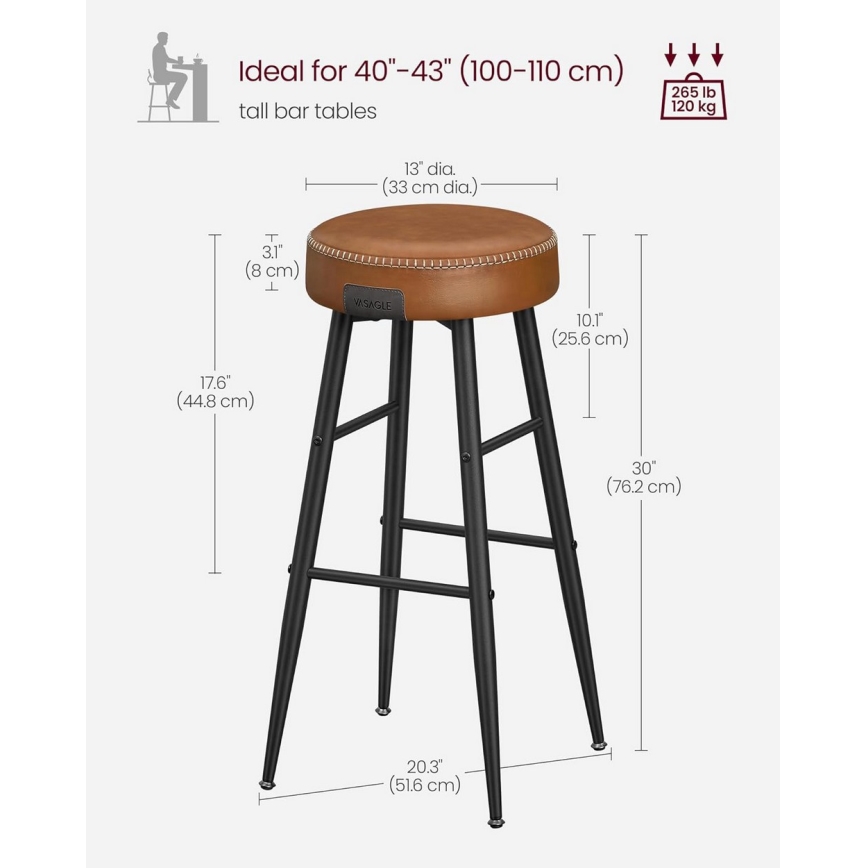 Banqueta de bar LIOR castanha/preta