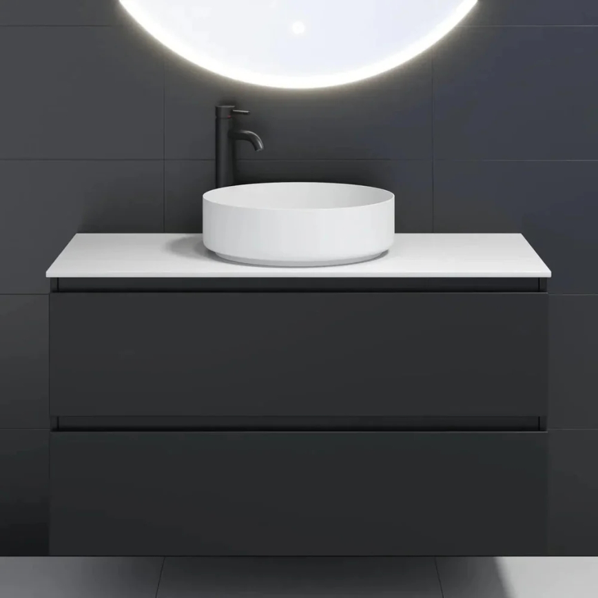 BATH DELUXE 06-040-16-01-00 - Lavatório para bancada LJORDAL Ø 40 cm, aço inoxidável/branco mate