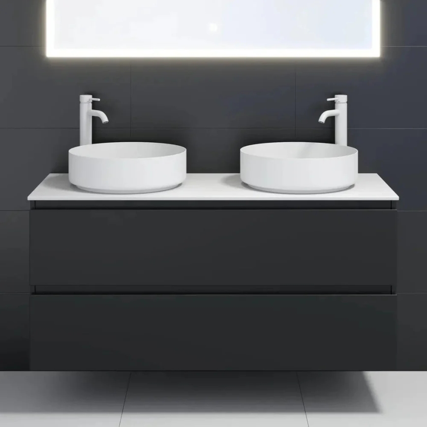 BATH DELUXE 06-040-16-01-00 - Lavatório para bancada LJORDAL Ø 40 cm, aço inoxidável/branco mate