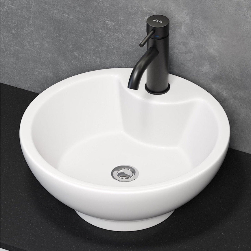 BATH DELUXE 06-045-11-11-00 - Lavatório de bancada DRAMMEN, diâmetro 40,1 cm, cerâmica/branco brilhante