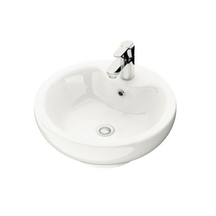 BATH DELUXE 06-045-11-11-00 - Lavatório de bancada DRAMMEN, diâmetro 40,1 cm, cerâmica/branco brilhante