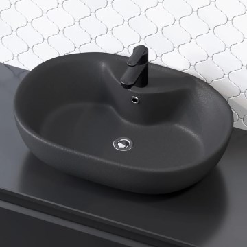 BATH DELUXE 06-060-08-02-00 - Lavatório de sobrepor TROMSO 59,5x41 cm cerâmica/preto fosco