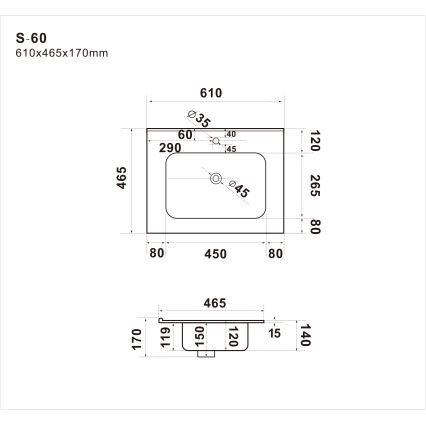 BATH DELUXE 06-060-27-11-00 - Lavatório de encastrar HYGE 61x46 cm cerâmica/branco