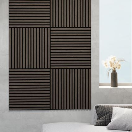 BATH DELUXE 54-060-08-84-12 - CONJUNTO 4x Painéis de parede acústico DANVIKEN 60x60 cm nogueira