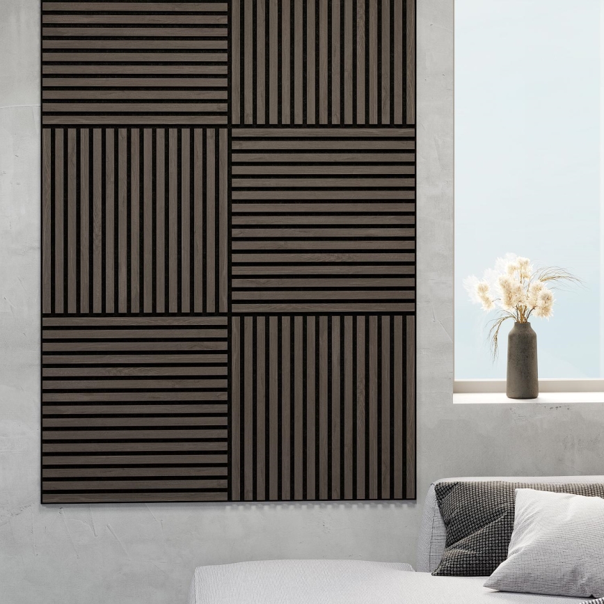 BATH DELUXE 54-060-08-84-12 - CONJUNTO 4x Painéis de parede acústico DANVIKEN 60x60 cm nogueira