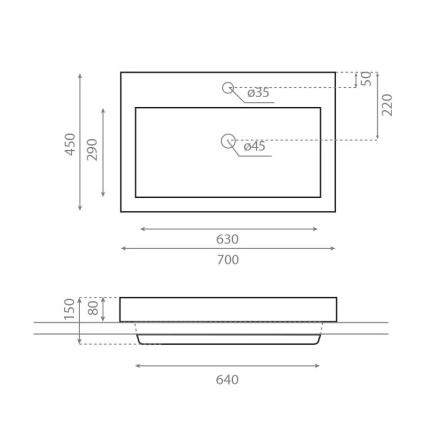 Bathco 0023 - Lavatório de encastrar MANCHESTER 70x45 cm porcelana/branco